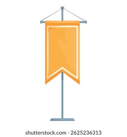 Blank vertical banner is hanging on a metal stand, ready for your promotional message