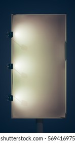 Blank vertical billboard on column for commercial advertisement and promotion with lamps isolated vector illustration