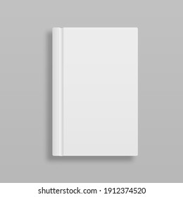 Blank vertical book cover template with pages in front. Cover brochure mockup, white soft surface, catalog magazine tutorial. Blank magazine cover, book, booklet, brochure. Vector illustration.