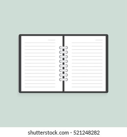 Blank vertical book cover template with pages in front side standing on white surface Perspective view. Vector illustration.