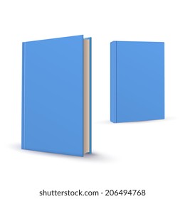 Blank vertical books cover template with pages in front side standing on white surface Perspective view. Vector illustration