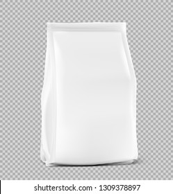 Blank vertical food bag mockup. Vector illustration. Can be use for template your design, presentation, promo, ad. Taking your 2D designs into 3D. EPS10.