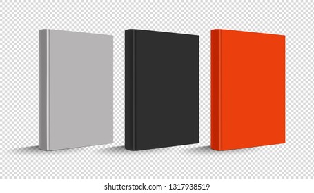 Blank Vertical Hardcover Book Set - Vector Illustration - Isolated On Transparent Background