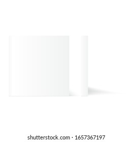 Plantilla de libro de tapa dura vertical en blanco. Vector.