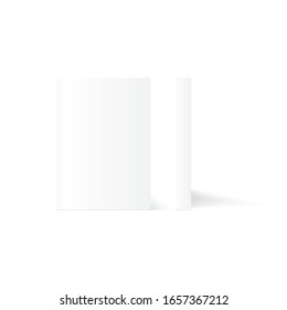 Blank vertical hardcover book template standing. Vector.