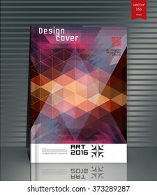 Blank vertical hardcover book template with red bookmark standing on gray surface. Vector illustration.