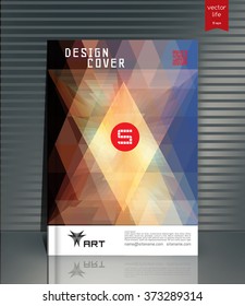 Blank vertical hardcover book template with red bookmark standing on gray surface. Vector illustration.