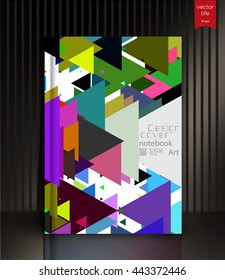 Blank vertical hardcover book template with red bookmark standing on gray surface. Vector illustration.