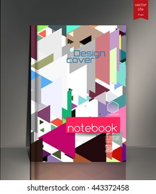 Blank vertical hardcover book template with red bookmark standing on gray surface. Vector illustration.