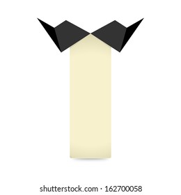 The blank vertical label ready for your text / The label with origami style bow / The label