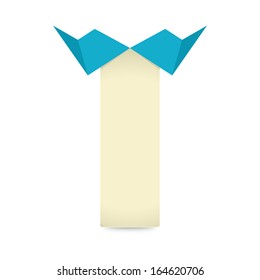 The blank vertical label ready for your text / The label with origami style bow / The label