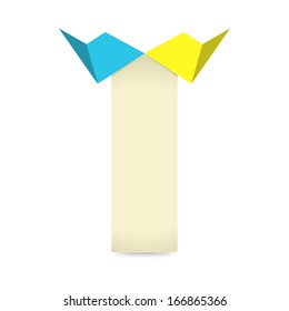 The blank vertical label ready for your text / The label with origami style bow / The label