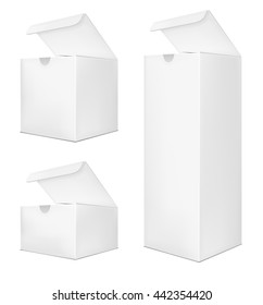 Blank vertical paper box on white background.
