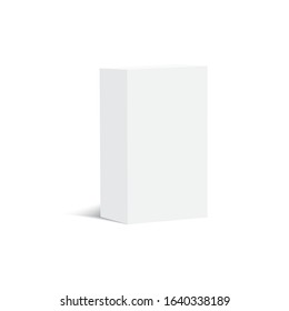 Blank vertical paper box template with soft shadow. Vector.