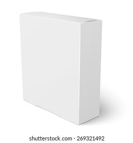 Blank vertical paper box template standing on white background. Packaging collection. Vector illustration.