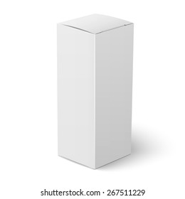 Blank vertical paper or cardboard box template standing on white background Packaging collection. Vector illustration.