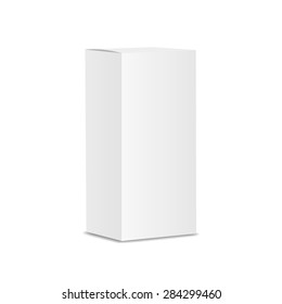 Blank vertical paper or cardboard box  template standing on white background Isolated. Vector illustration.