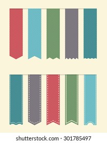 Blank Vertical Ribbon Color Old Or Vintage Style.