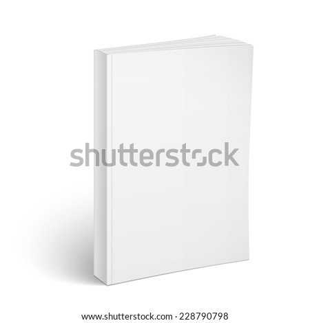 Blank vertical softcover book template standing on white surface  Perspective view. Vector illustration.