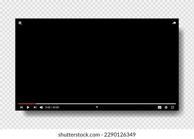 Blank video screen. Video player interface. You are using a desktop desktop web player, a modern social media interface design template for web and mobile applications. Vector illustration.
