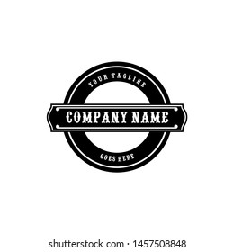 Blank vintage badge vector emblem logo design  classic retro-style circle frame with empty center and ornamental elements, ideal for custom branding, product labels, packaging, apparel patches