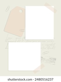 Blank vintage collage for scrapbooking, for note reminders todo list. Vector illustration