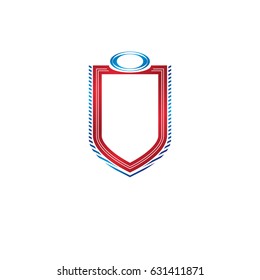 Blank vintage emblem with copy space, vector heraldic design, protection shield.