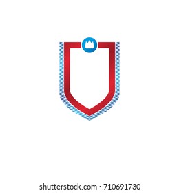 Emblema vintage en blanco con espacio de copia, diseño heráldico vectorial, escudo de protección.