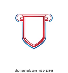 Blank vintage emblem with copy-space, vintage heraldic design. Decorative protection shield created with cartouche.