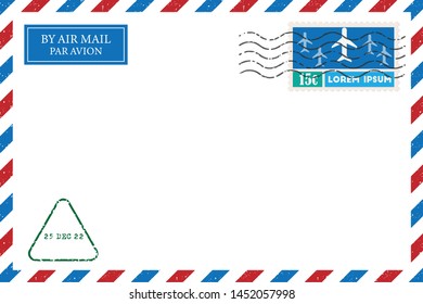 Blank vintage envelop template with stamp.vector illustration