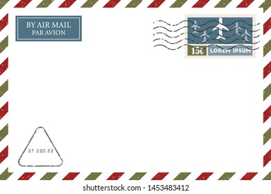 Blank vintage envelop template with stamp.vector illustration