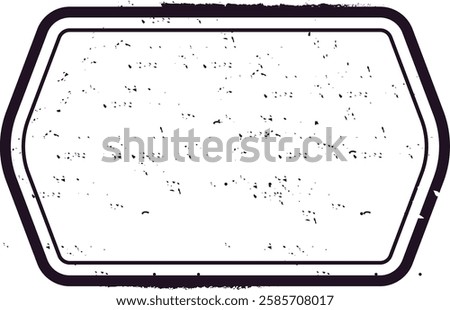 Blank vintage hexagonal postage stamp featuring a grunge effect, waiting to be filled with text, images, or both, isolated against a clean white background