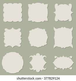 Blank vintage label shapes vector set.