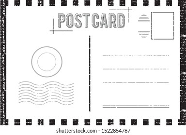 Blank vintage post card and font duo template with stamp.vector illustration	
