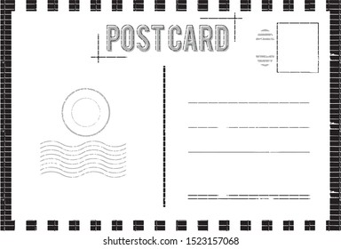 Blank vintage post card and font duo template with stamp.vector illustration	
