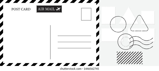 Blank vintage post card template with stamp.vector illustration