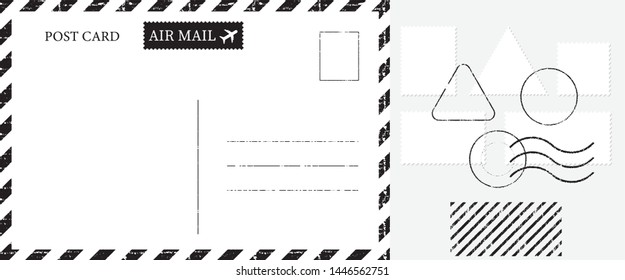 Blank vintage post card template with stamp.vector illustration
