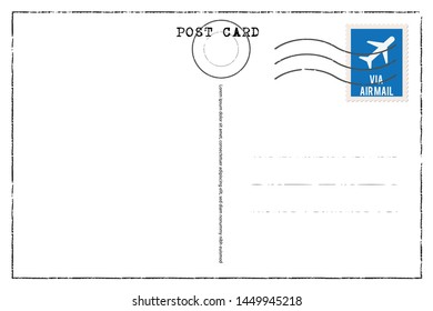 Blank vintage post card template with stamp.vector illustration