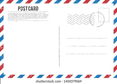 Blank vintage post card template with stamp.vector illustration