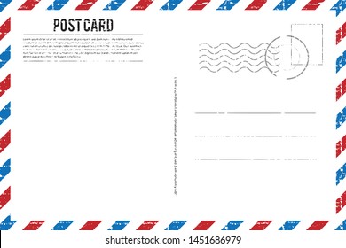 Blank vintage post card template with stamp.vector illustration