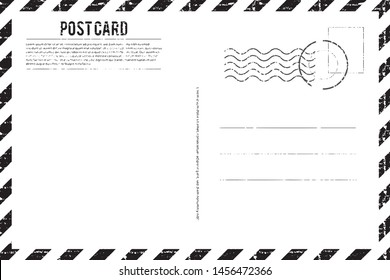 Blank vintage post card template with stamp.vector illustration