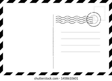 Blank vintage post card template with stamp.vector illustration