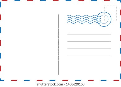 Blank vintage post card template with stamp.vector illustration