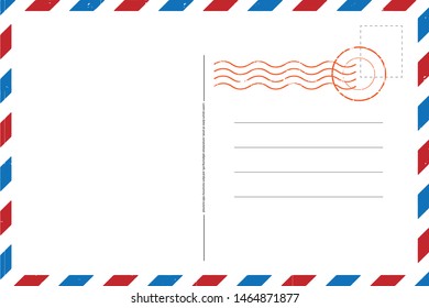 Blank vintage post card template with stamp.vector illustration