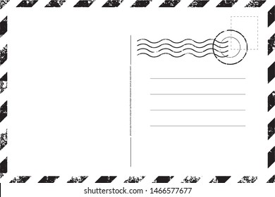 Blank vintage post card template with stamp.vector illustration