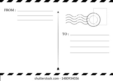 Blank vintage post card template with stamp.vector illustration