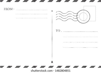 Blank vintage post card template with stamp.vector illustration