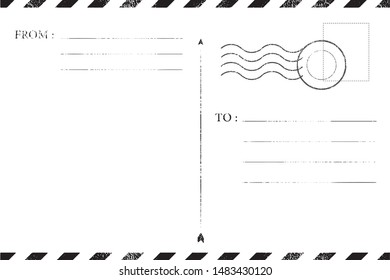 Blank vintage post card template with stamp.vector illustration