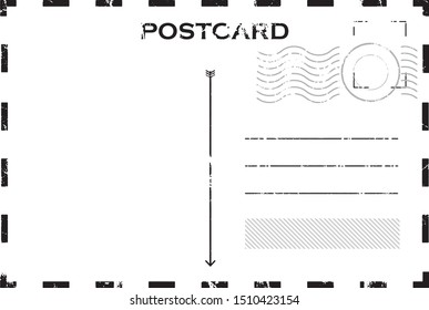 Blank vintage post card template with stamp.vector illustration