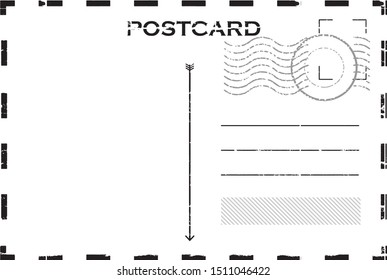 Blank vintage post card template with stamp.vector illustration